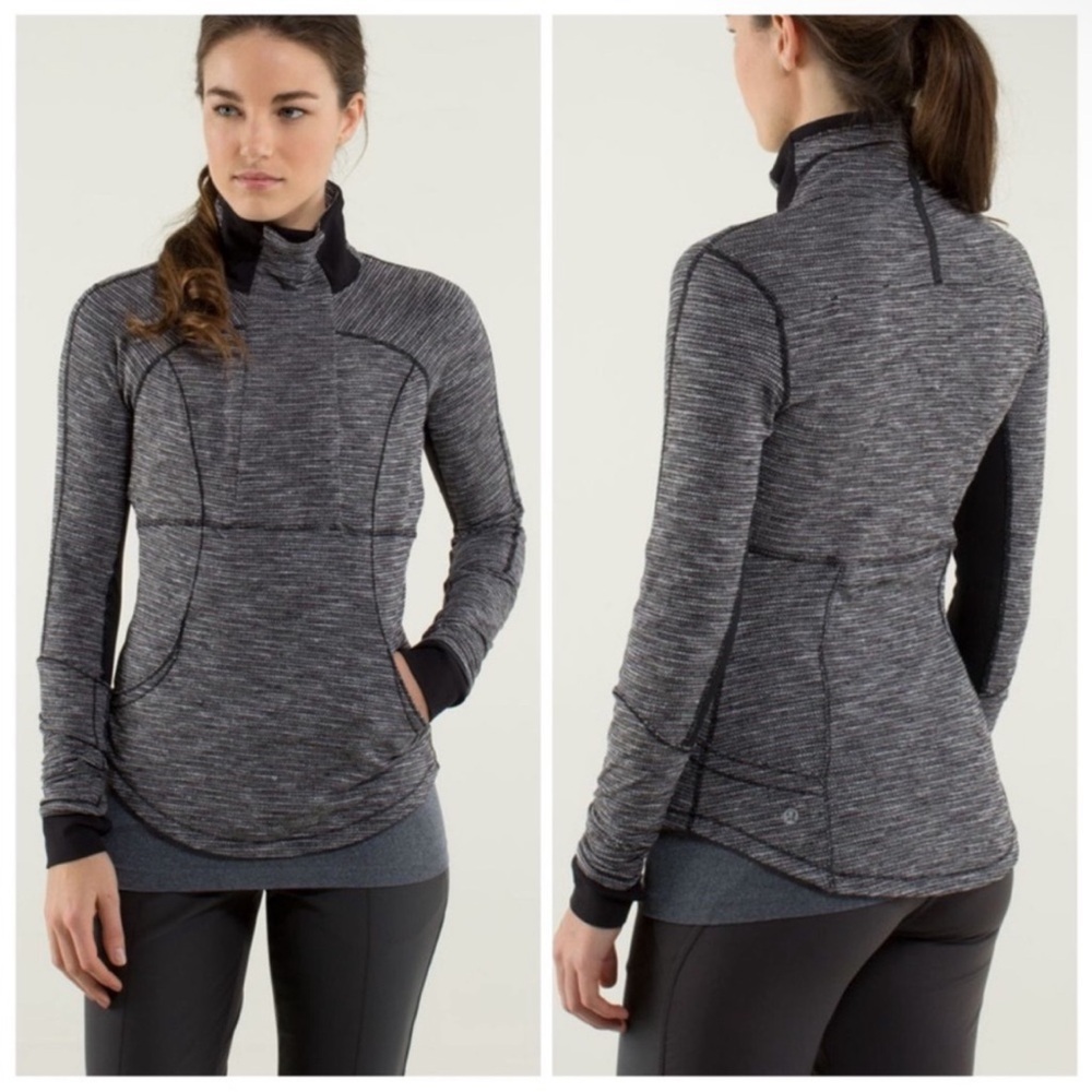 Lululemon Base Runner 1/2 Zip Coco Pique Black Pullover Sweatshirt